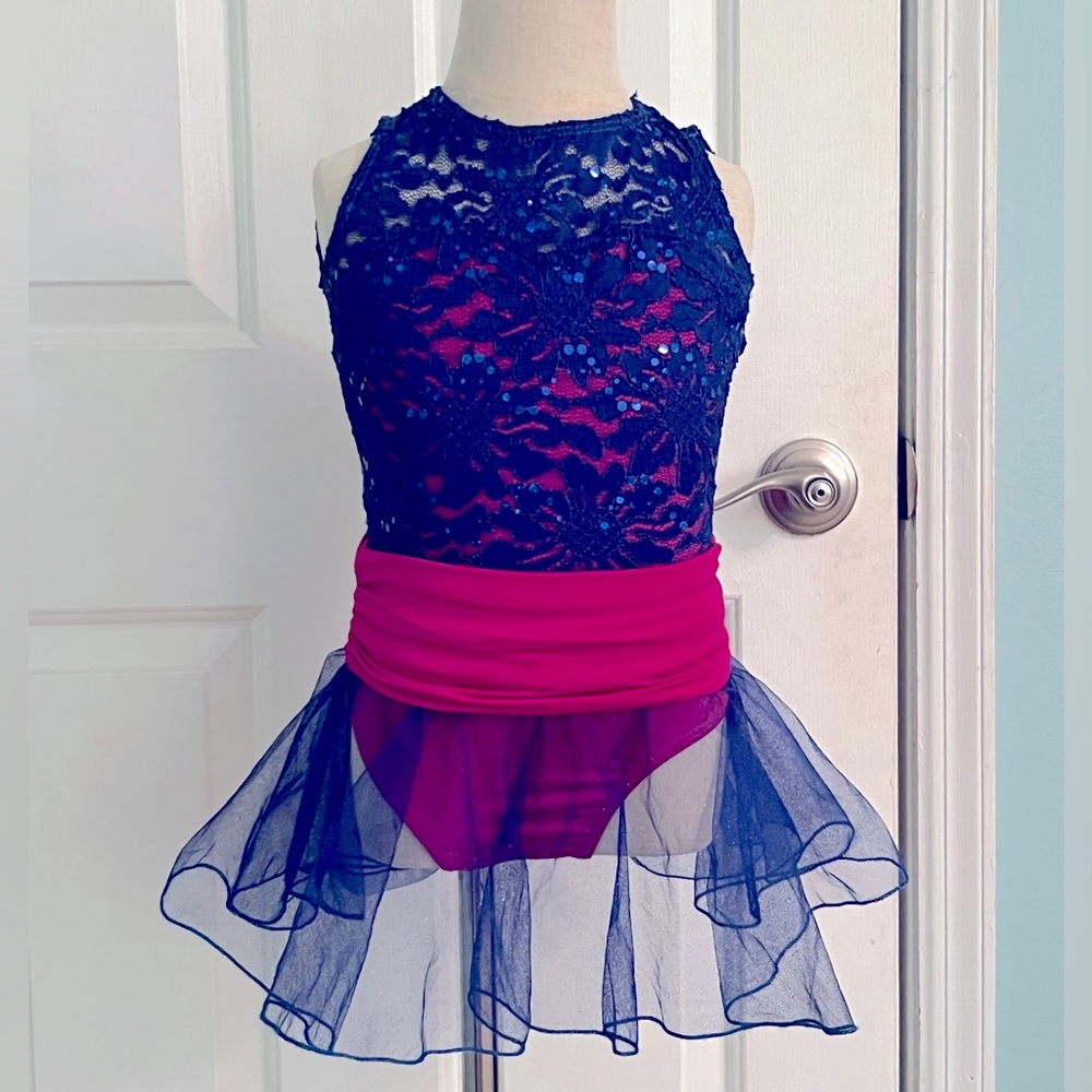 Dansco SC Dance Costume.  Jewel toned pink and blue/purple.